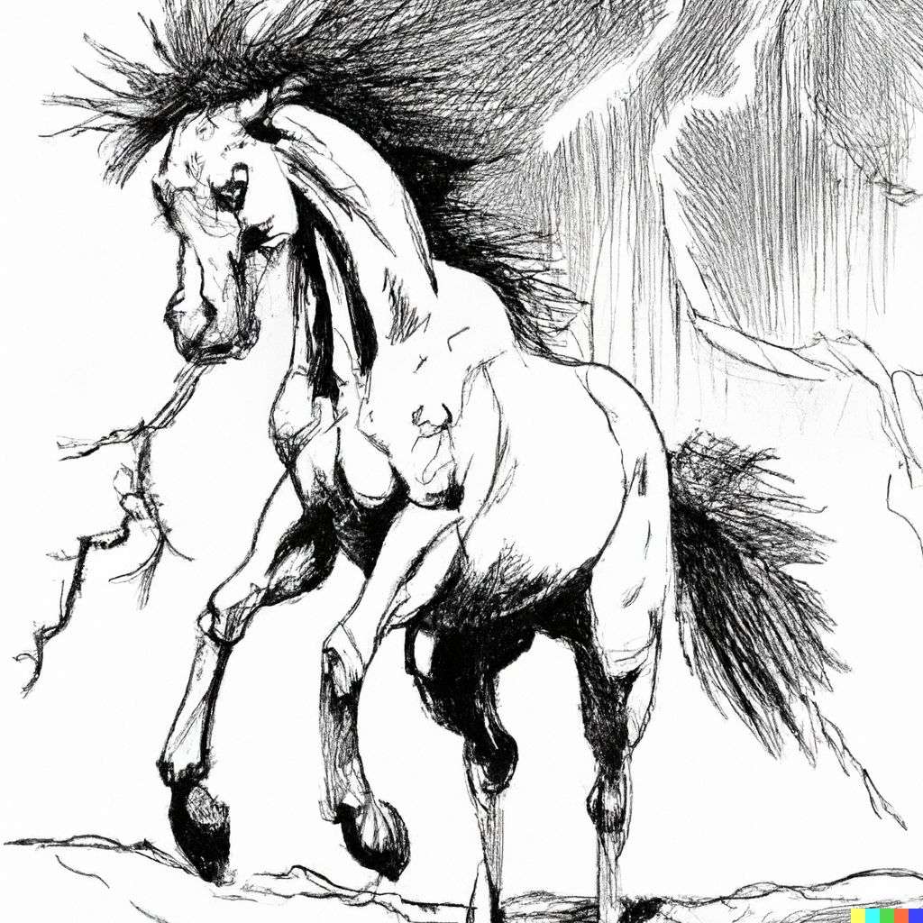 a horse, comic by Bernie Wrightson